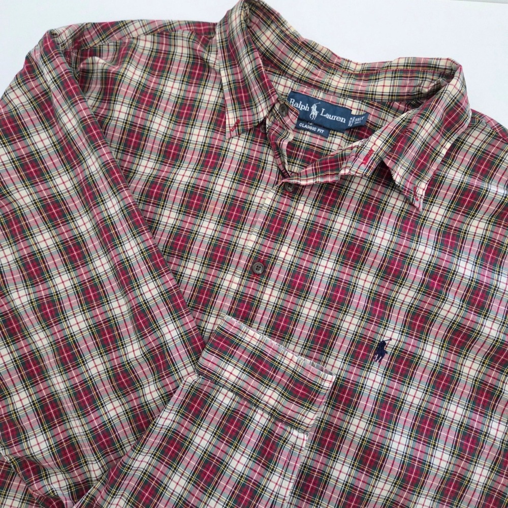 Ralph Lauren Button Down Shirt Red Plaid Classic Fit Tall Mens 3XLT
